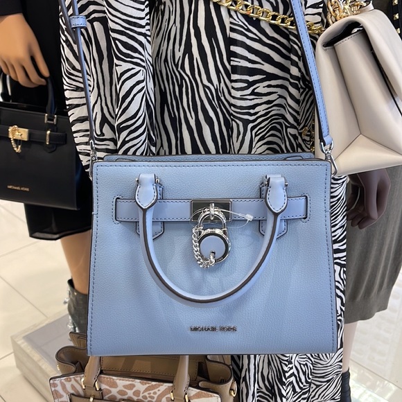 Michael Kors Hamilton Small Satchel Shoulder Crossbody Bag COLOR: Pale Blue - Picture 15 of 16